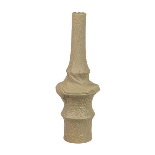 Primitive Textured Beige Ceramic Totem Vase - Hand-Crafted Sculptural Abstract Tabletop Decor